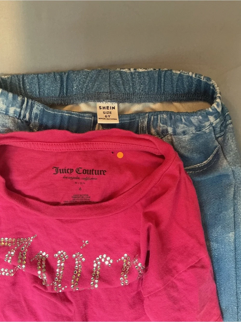 Juicy Couture Girls' Red Graphic Tee and Denim Flare Bottoms Set